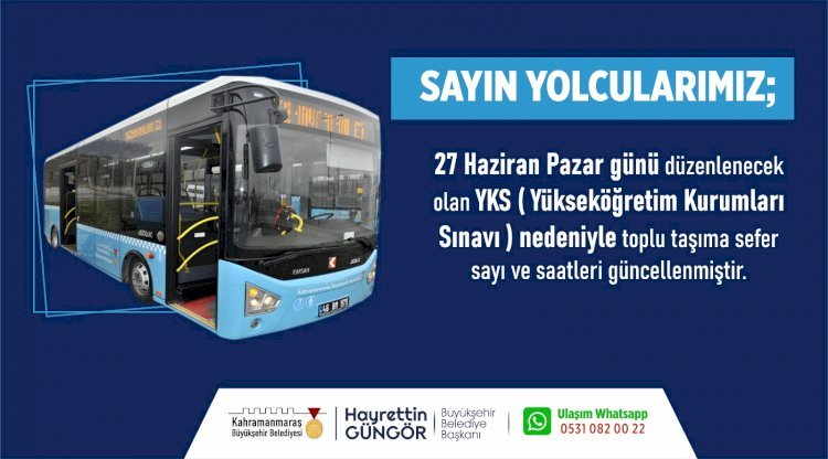 Toplu Taşıma Seferlerine YKS Düzenlemesi