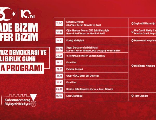 Demokrasi Zaferinin 10’uncu Yılında Kahramanmaraş Meydanlarda Buluşacak